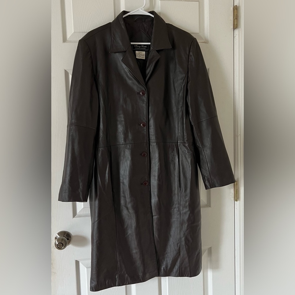 Dark Brown Leather Trench Coat
